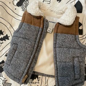 Tweed vest w/ shearling lining